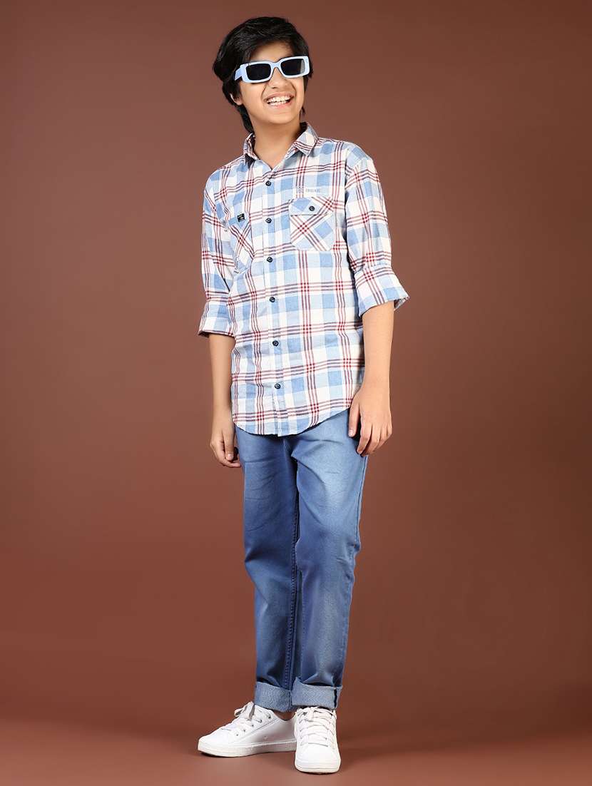 boys checkered long sleeve casual shirt - 21690031 -  Standard Image - 4