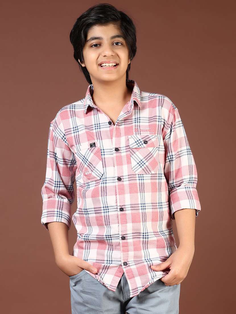 boys checkered long sleeve casual shirt - 21690032 -  Standard Image - 1