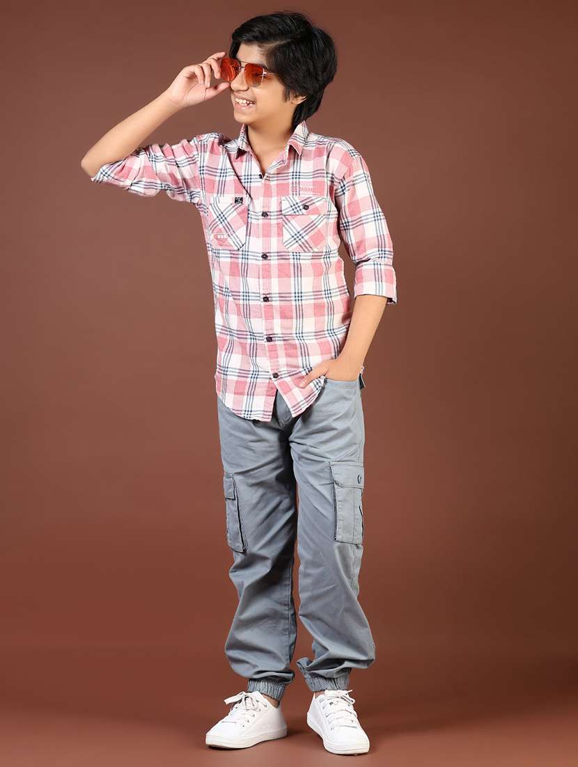 boys checkered long sleeve casual shirt - 21690032 -  Standard Image - 4