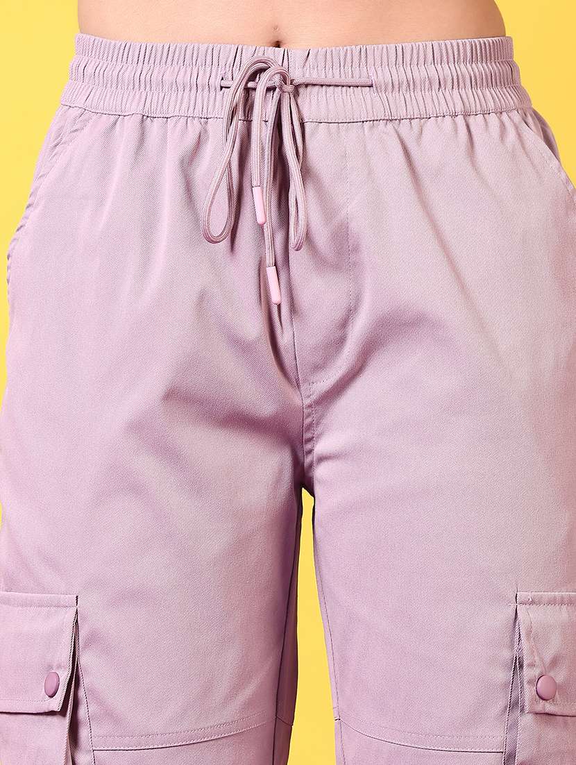 women solid mid rise cargo - 21690079 -  Standard Image - 4