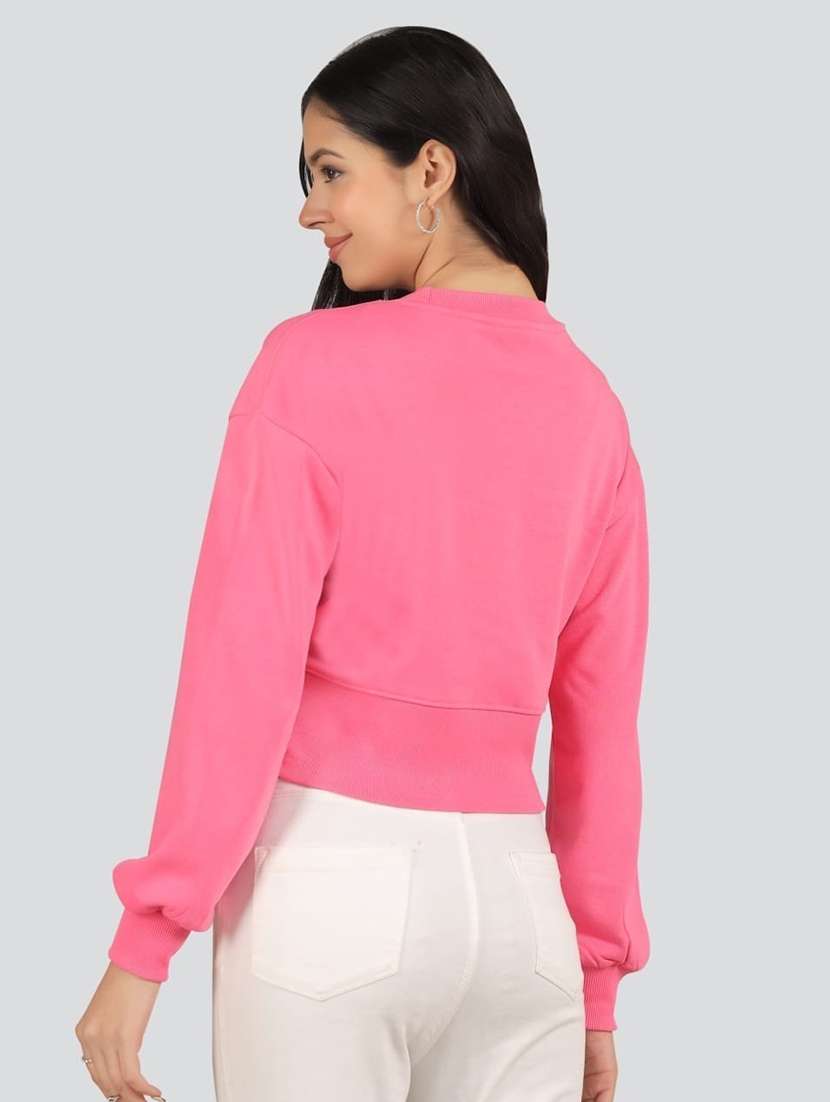 peach fleece plain sweatshirt - 21690130 -  Standard Image - 1