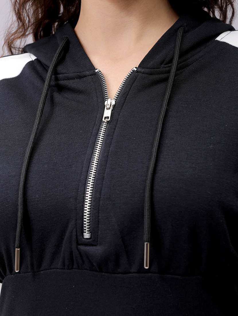 women solid fleece color block hooded dress - 21690133 -  Standard Image - 4