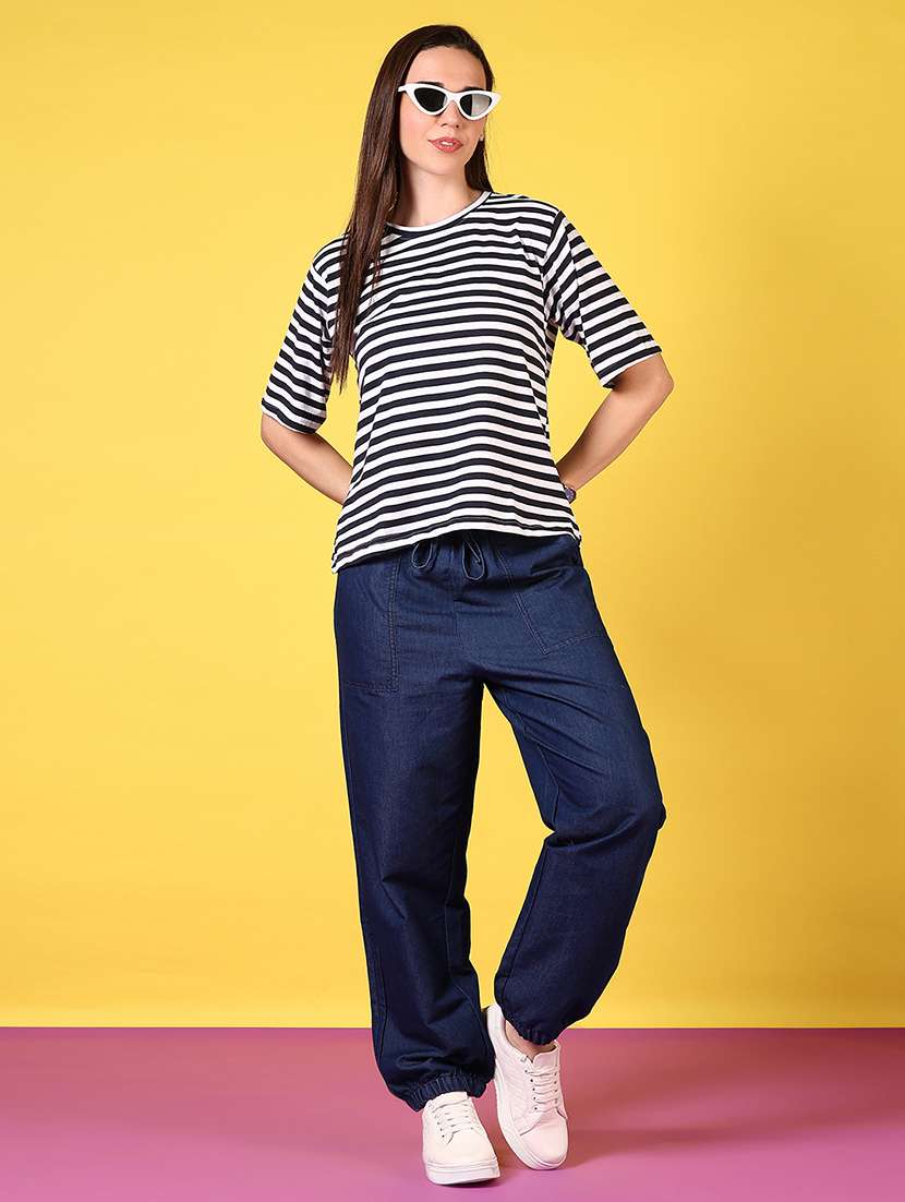 women striped round neck t-shirt - 21690584 -  Standard Image - 4