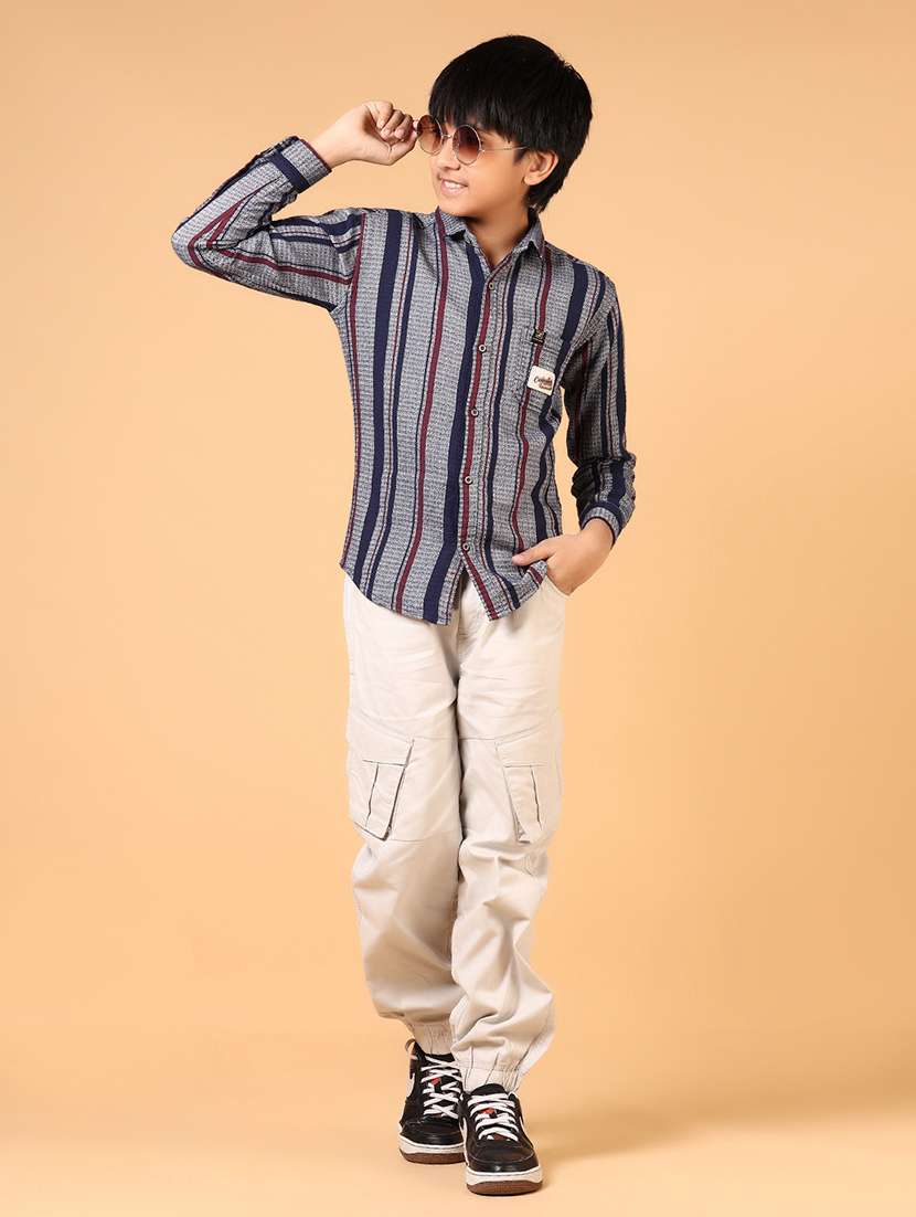boys striped collared long sleeves shirt - 21690607 -  Standard Image - 4