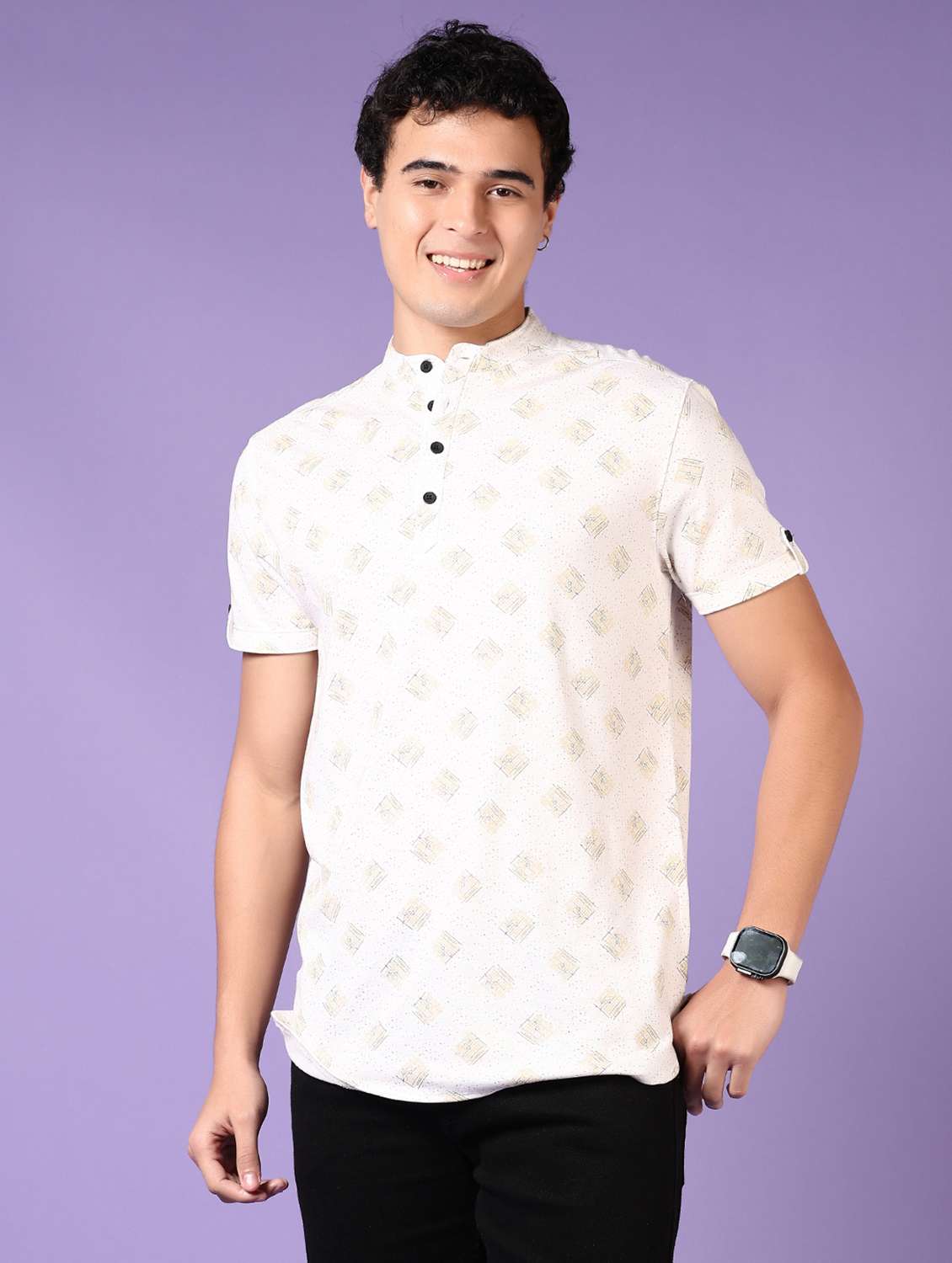 men printed short sleeves t-shirt