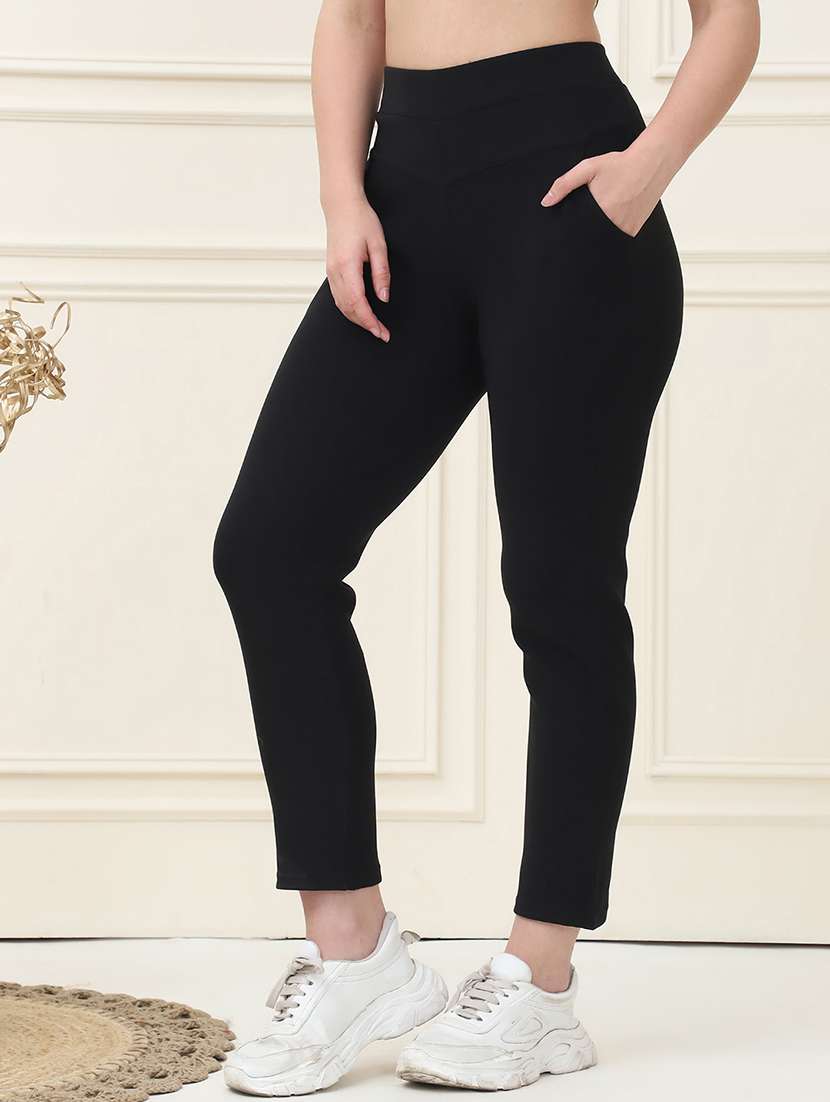 women solid high rise jegging - 21690667 -  Standard Image - 1