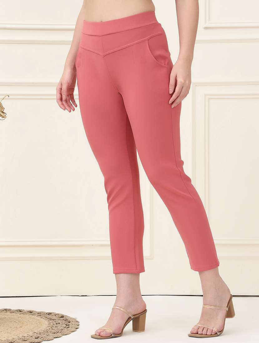 women solid high rise jegging - 21690671 -  Standard Image - 1