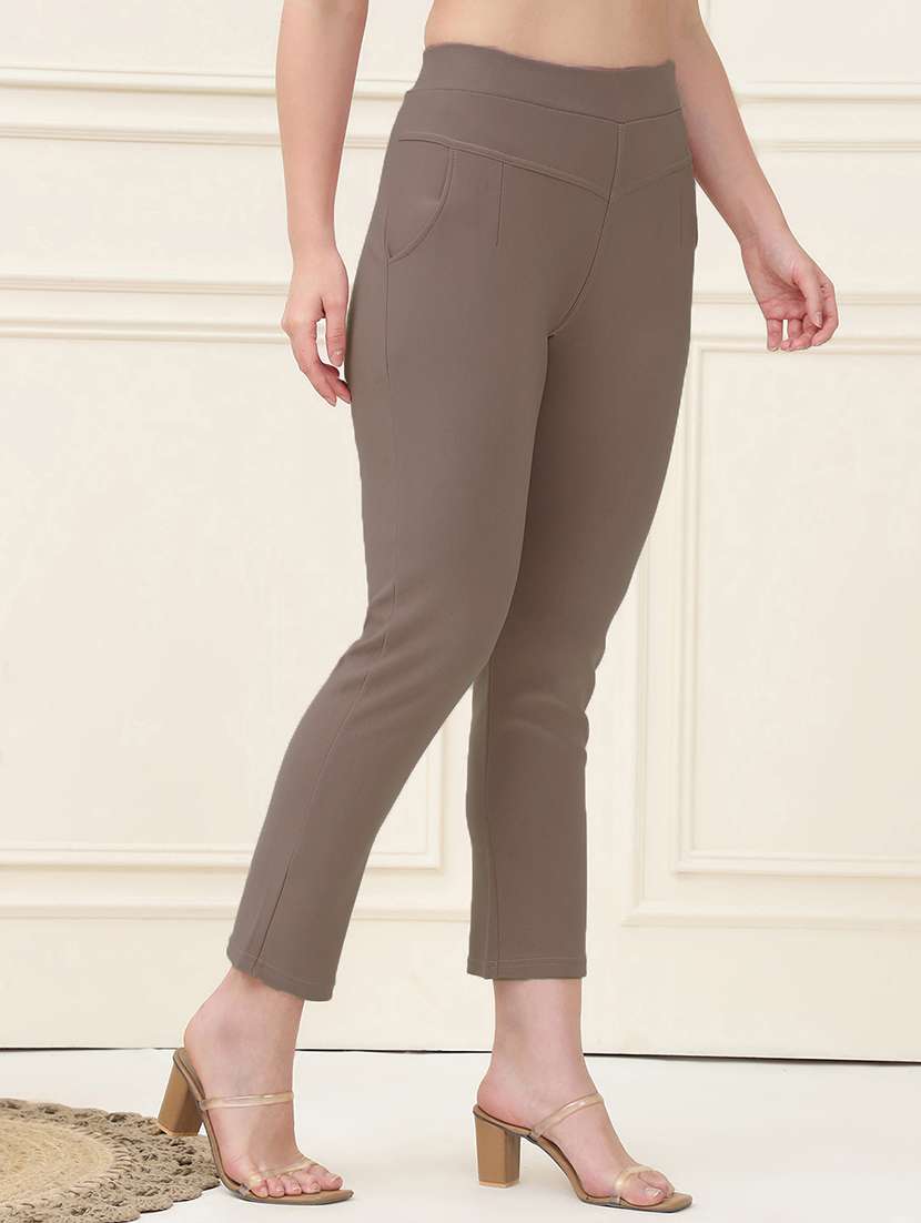 women solid high rise jegging - 21690674 -  Standard Image - 1