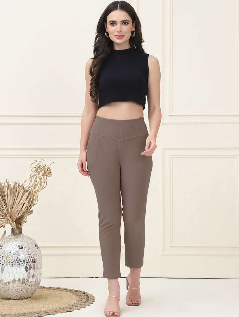 women solid high rise jegging - 21690674 -  Standard Image - 4