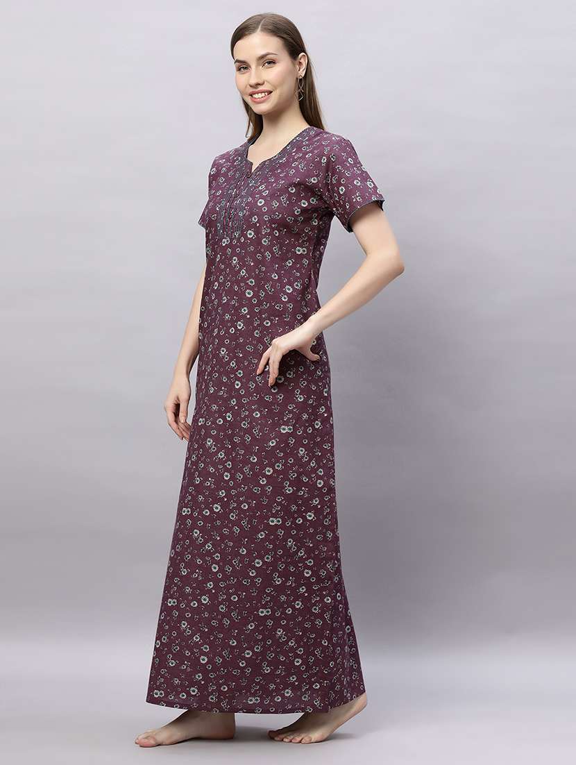women printed short sleeves nighty - 21690744 -  Standard Image - 1