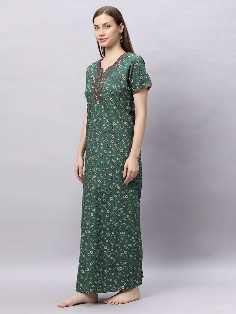 women printed short sleeves nighty - 21690745 -  Standard Image - 1