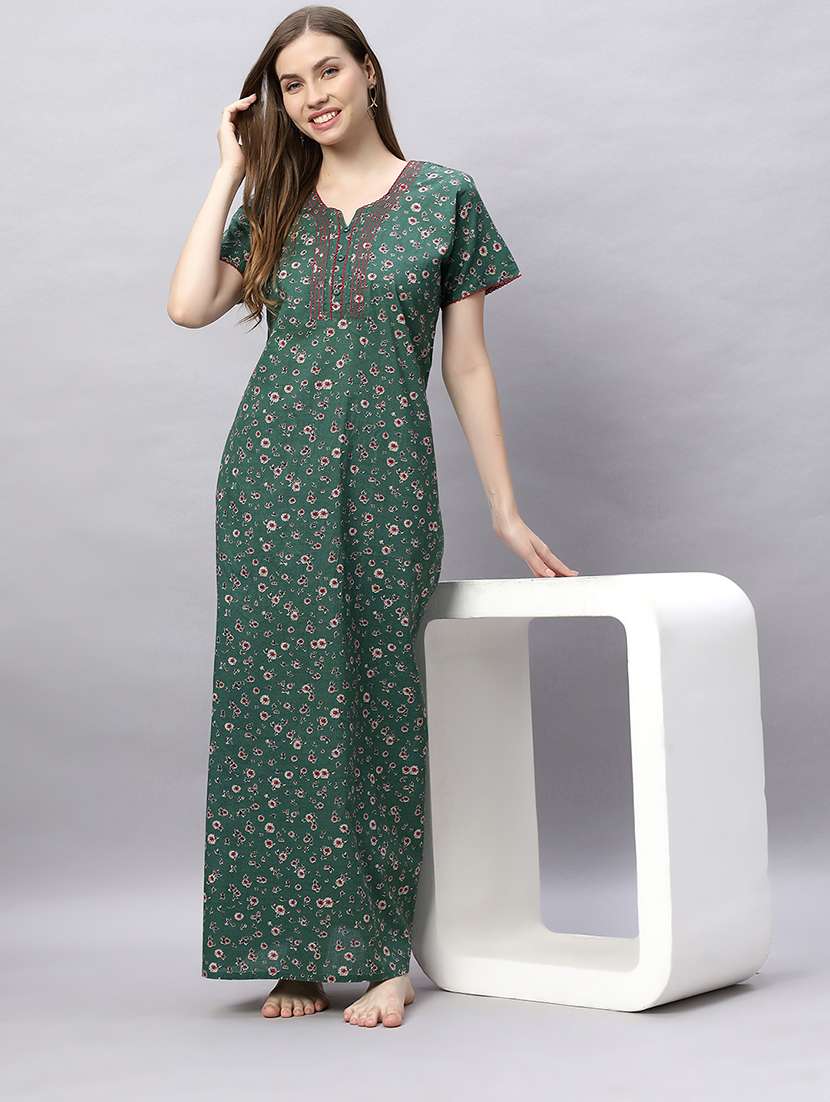 women printed short sleeves nighty - 21690745 -  Standard Image - 4