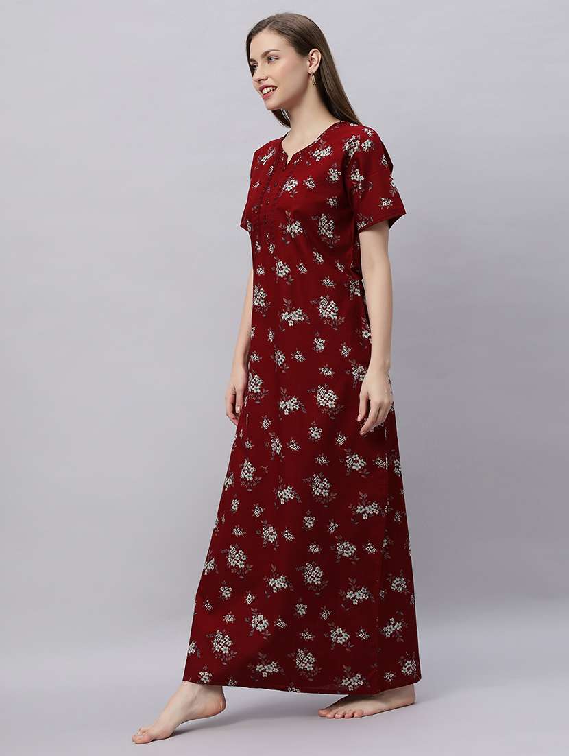 women printed short sleeves nighty - 21690750 -  Standard Image - 1