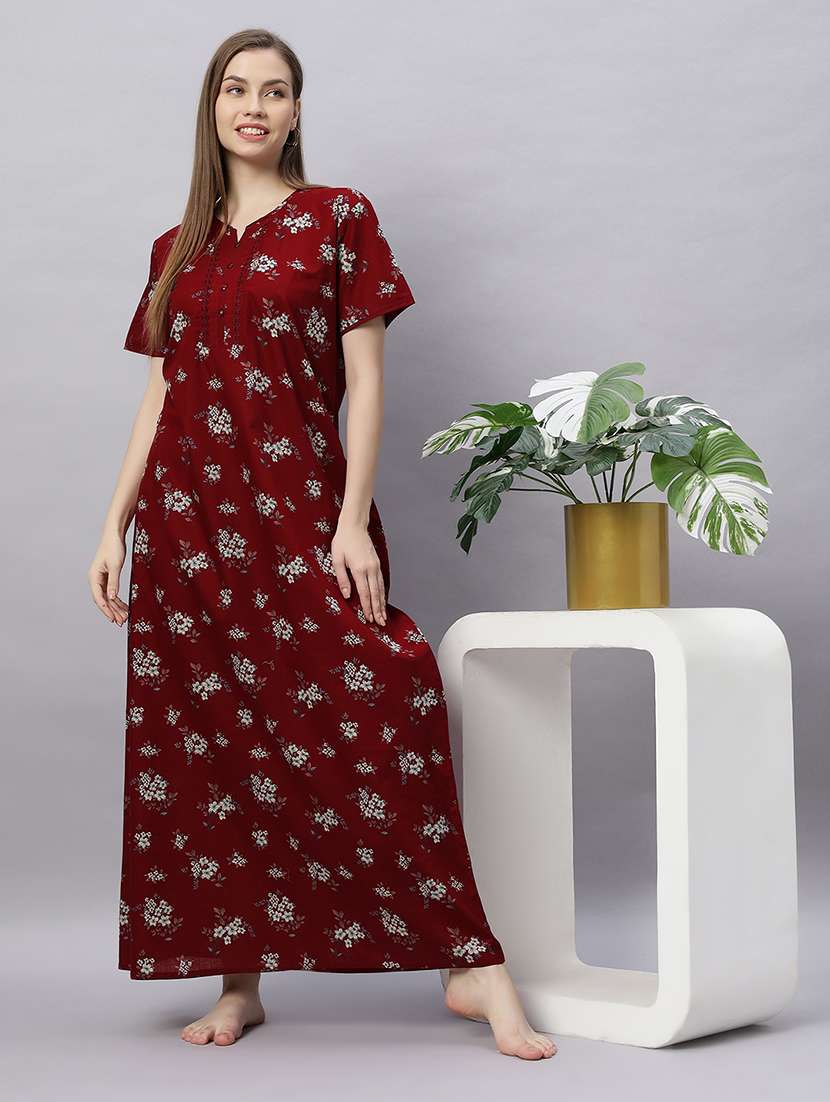 women printed short sleeves nighty - 21690750 -  Standard Image - 4