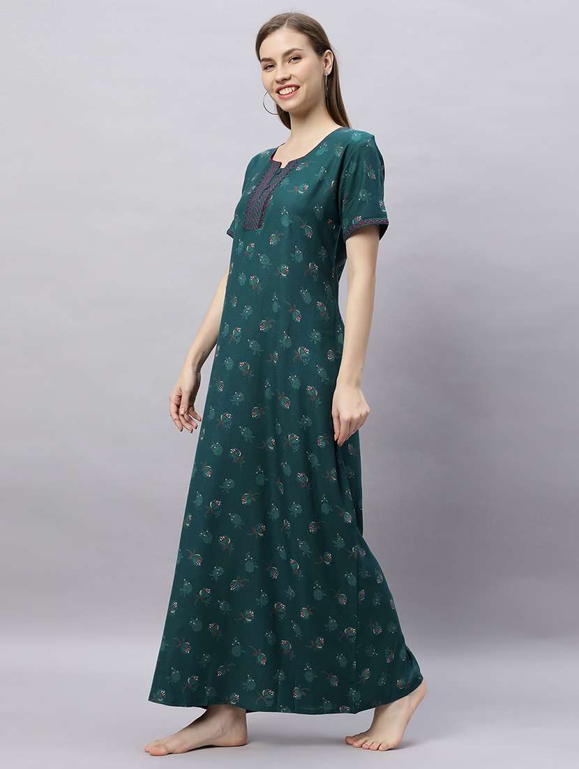 women printed short sleeves nighty - 21690753 -  Standard Image - 1