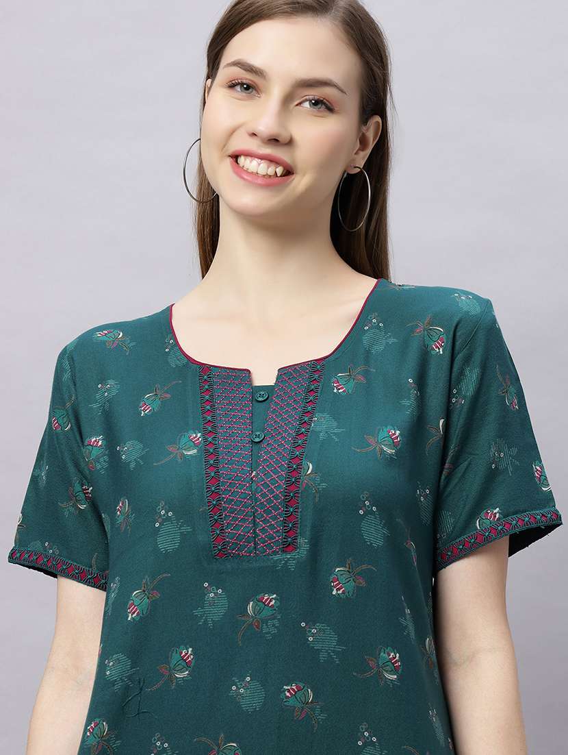 women printed short sleeves nighty - 21690753 -  Standard Image - 6