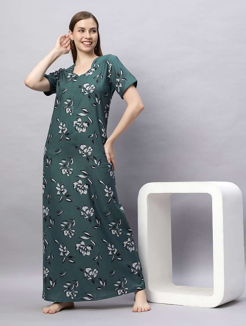 women printed short sleeves nighty - 21690763 -  Standard Image - 4