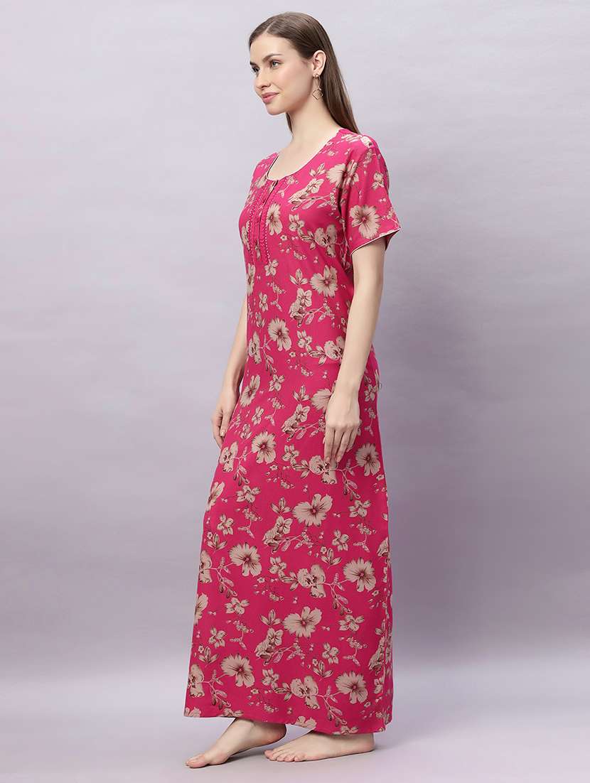 women printed short sleeves nighty - 21690767 -  Standard Image - 1