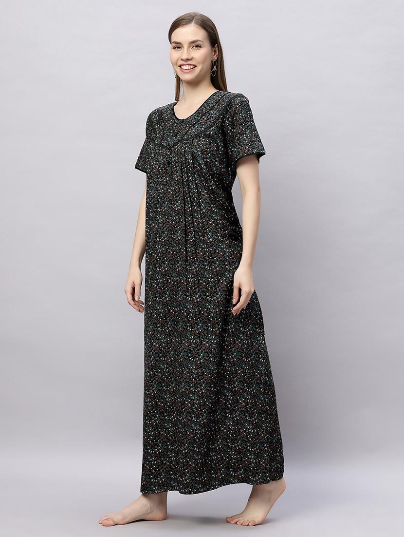 women printed short sleeves nighty - 21690768 -  Standard Image - 1