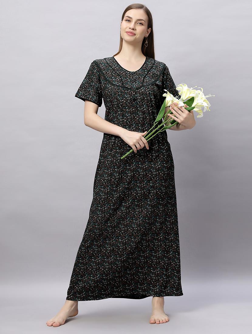 women printed short sleeves nighty - 21690768 - Standard Image - 4