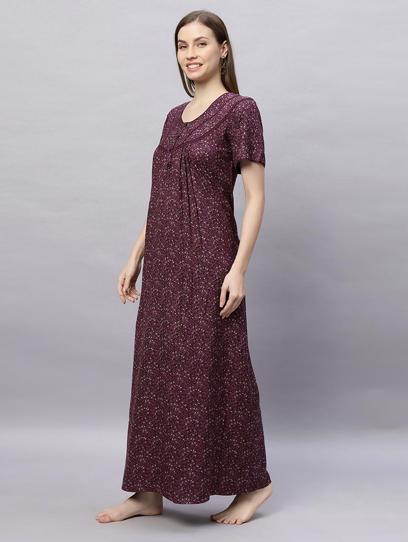 women printed short sleeves nighty - 21690770 -  Standard Image - 1