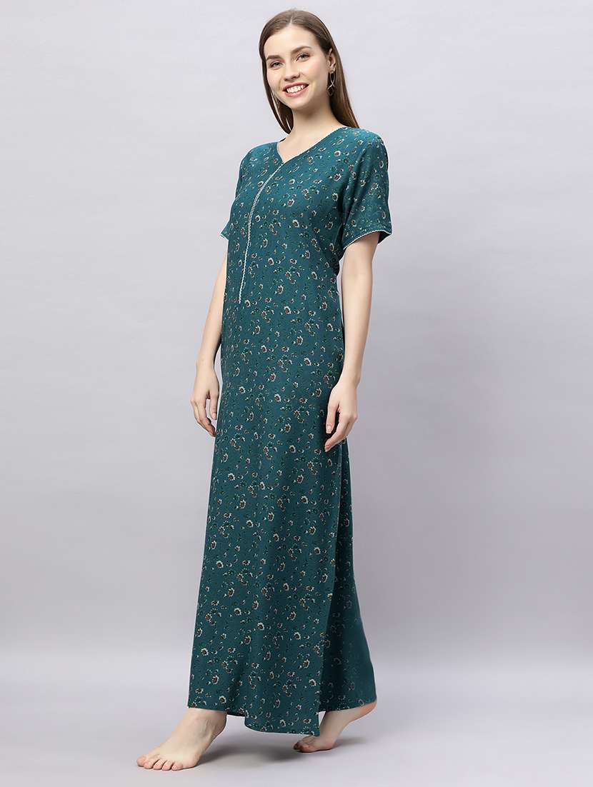 women printed short sleeves nighty - 21690777 -  Standard Image - 1