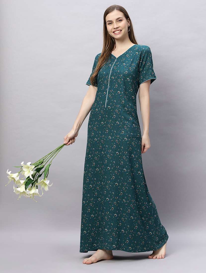 women printed short sleeves nighty - 21690777 -  Standard Image - 4