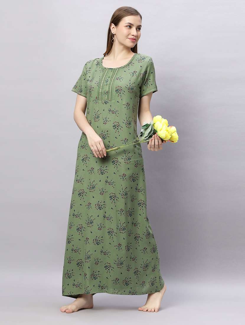 women printed short sleeves nighty - 21690780 -  Standard Image - 4