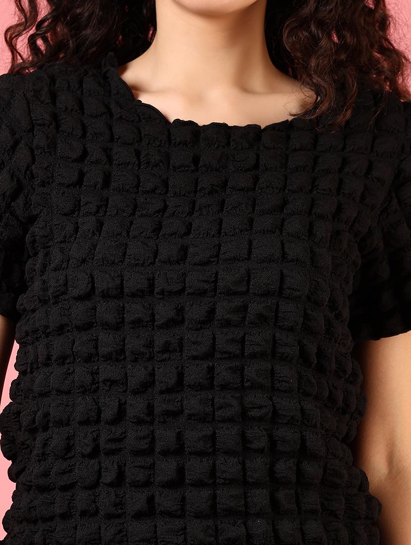 women black self design short sleeve top - 21690793 - Standard Image - 4