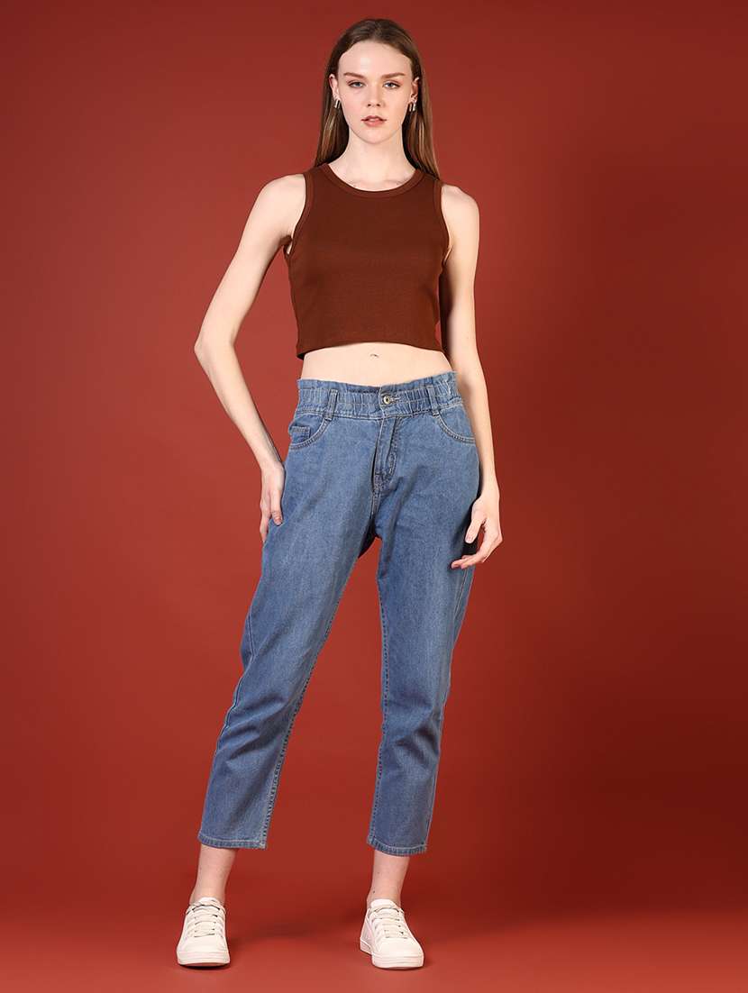 women solid sleeveless slim fit crop top - 21690797 -  Standard Image - 6