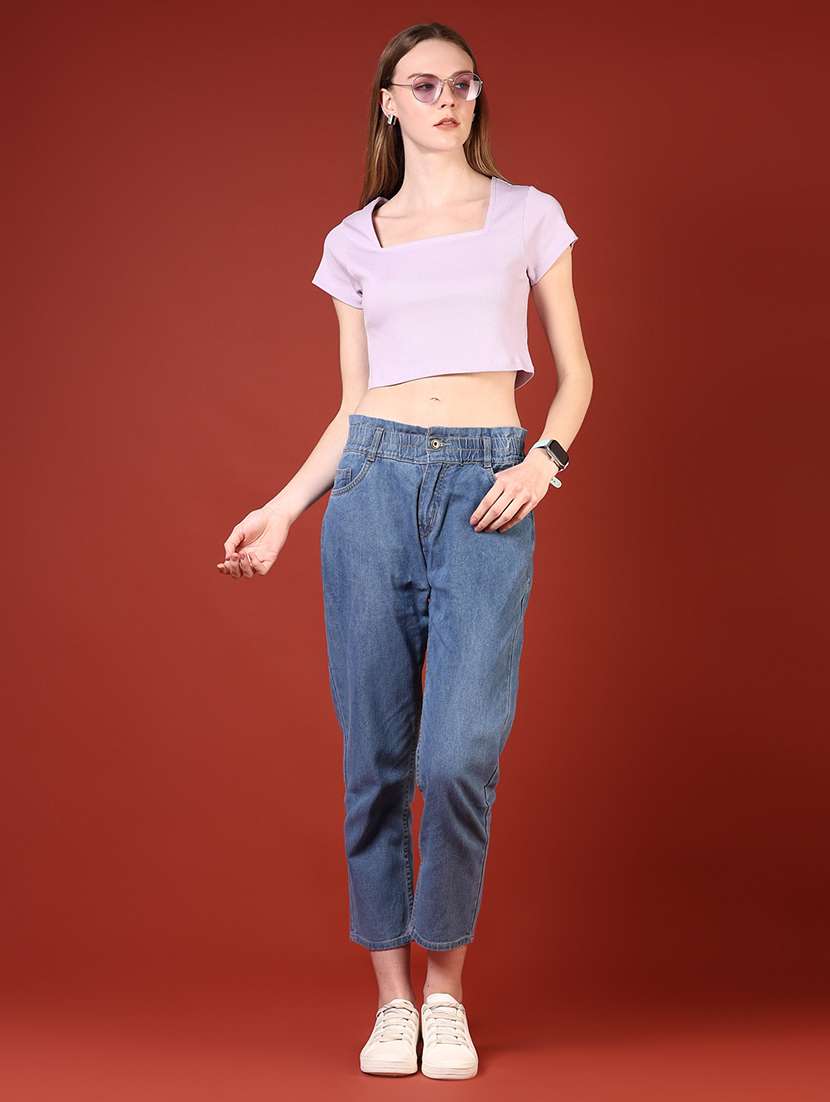 women solid square neck slim fit crop top - 21690798 -  Standard Image - 4