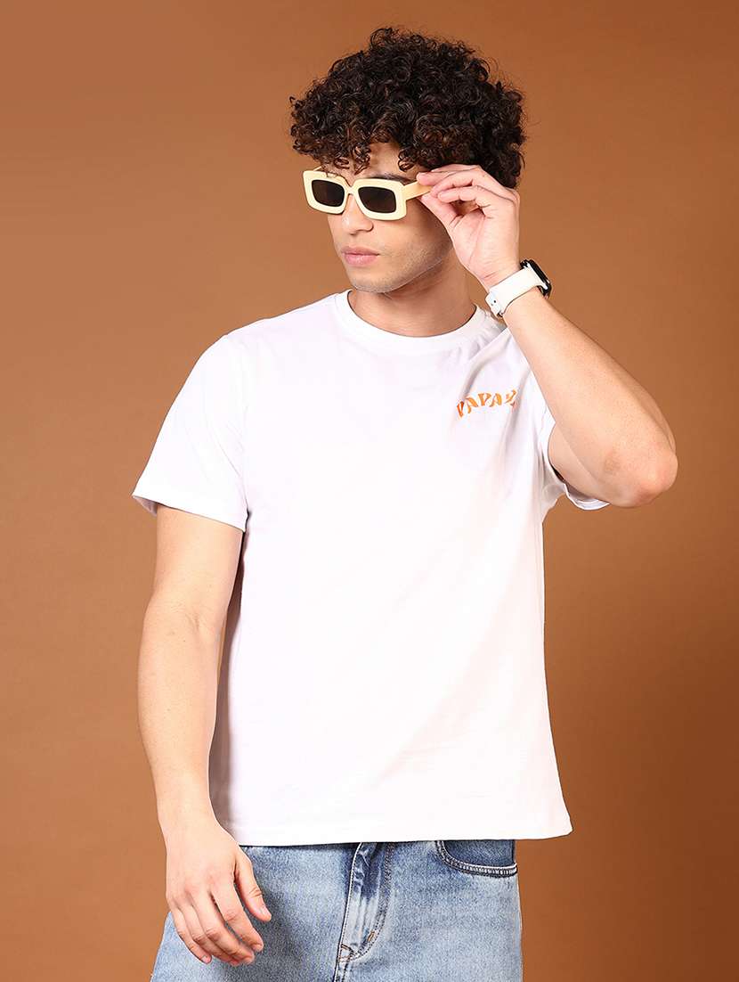 men front & back print round neck regular fit t-shirt - 21690814 -  Standard Image - 1