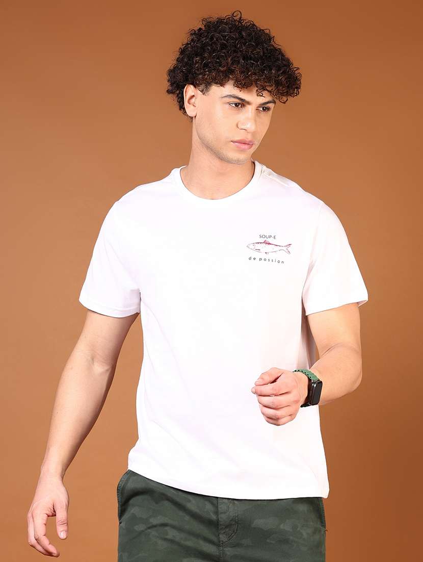 men front & back print round neck regular fit t-shirt - 21690815 -  Standard Image - 1