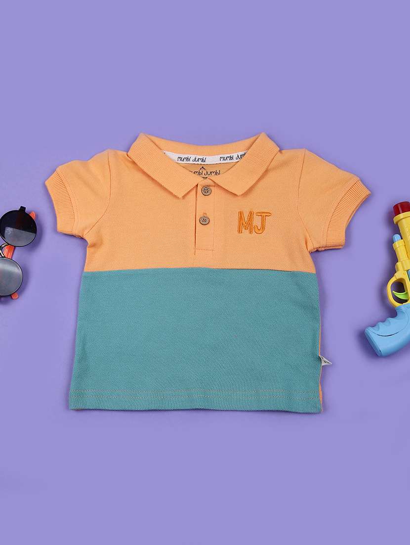 boys color blocked short sleeves polo t-shirt