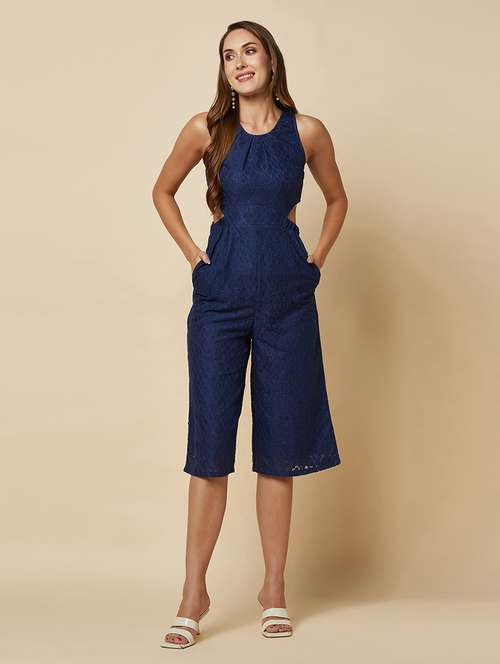 women self design sleeveless cut out jumpsuit - 21690866 -  Standard Image - 0