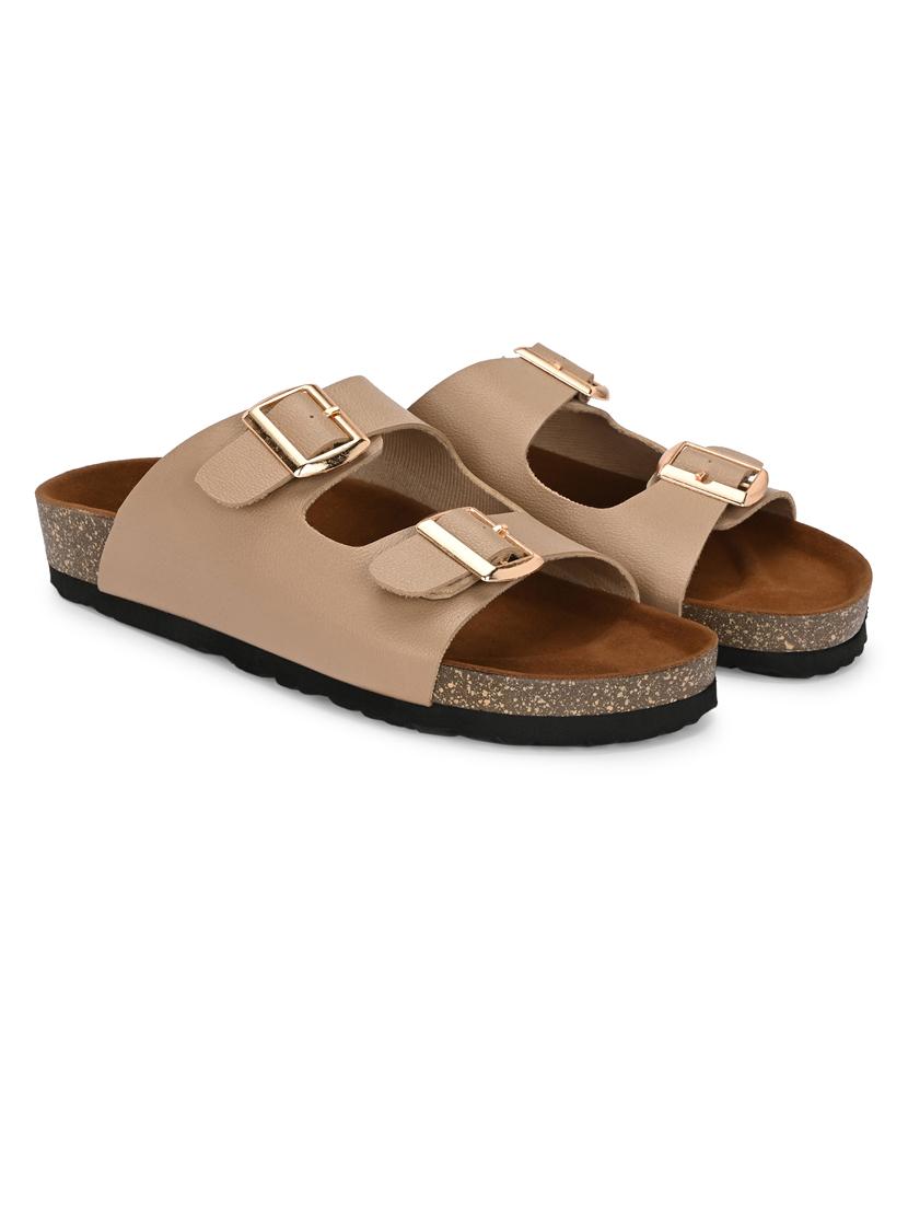 off white pu slip on sandals - 21690954 - Standard Image - 1