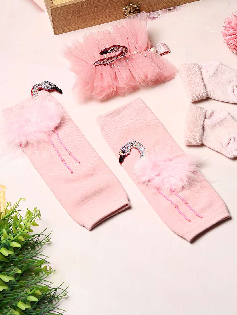 girls sets of fur legwarmer with socks & headband