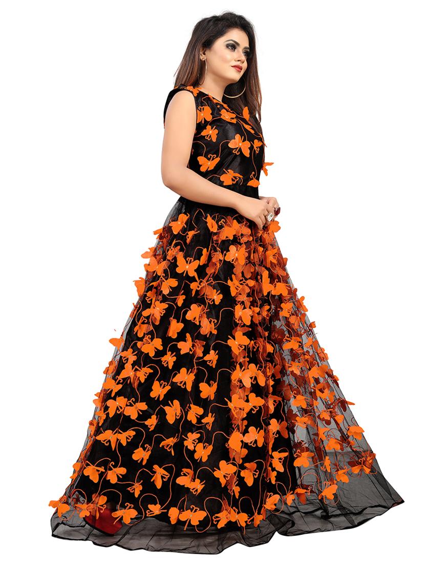women embellished semi-stitched party wear gown - 21691068 -  Standard Image - 1