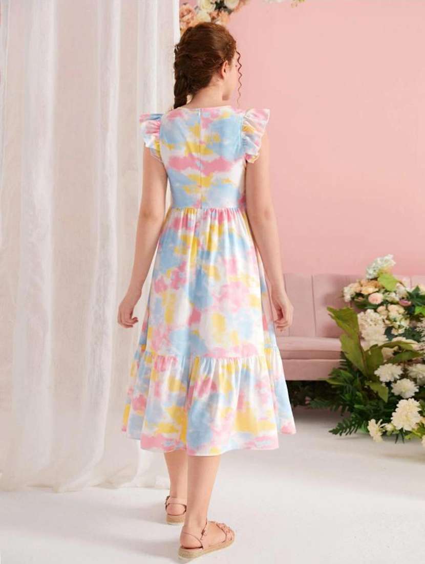 girls tie & dye printed tiered dress - 21691081 -  Standard Image - 4