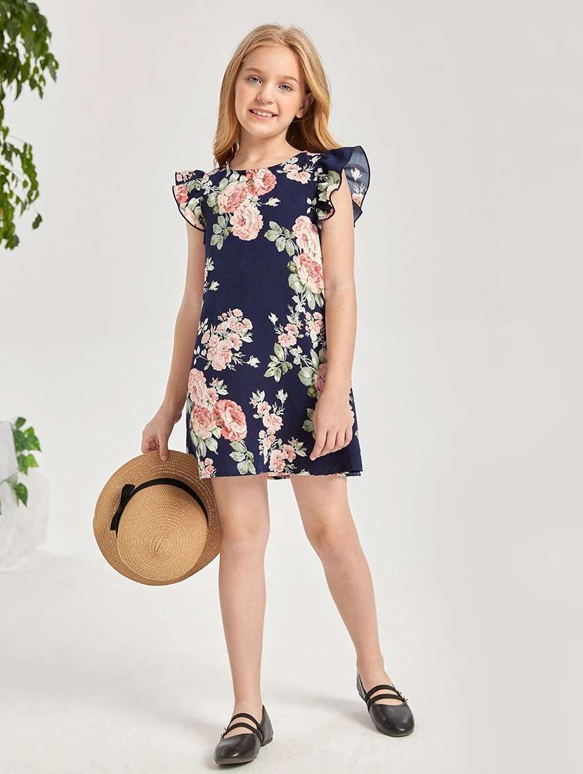 girls floral printed round neck a-line dress - 21691130 - Standard Image - 4