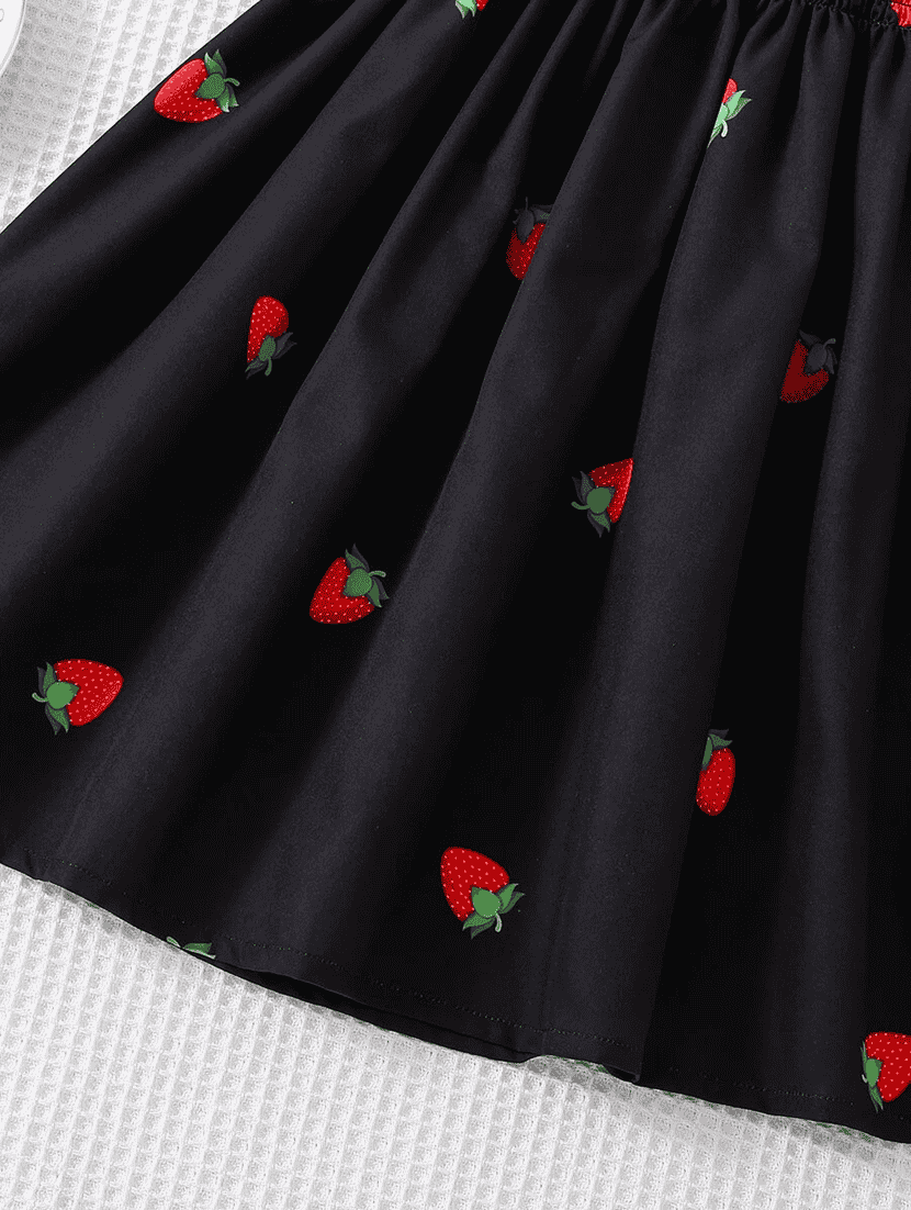 girls black printed puff sleeve dress - 21691212 - Standard Image - 4
