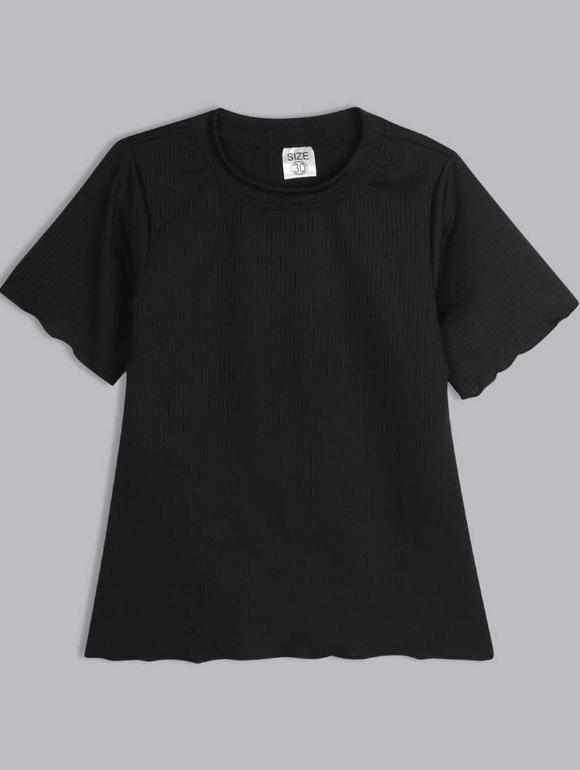 girls round neck solid top - 21691278 - Standard Image - 1