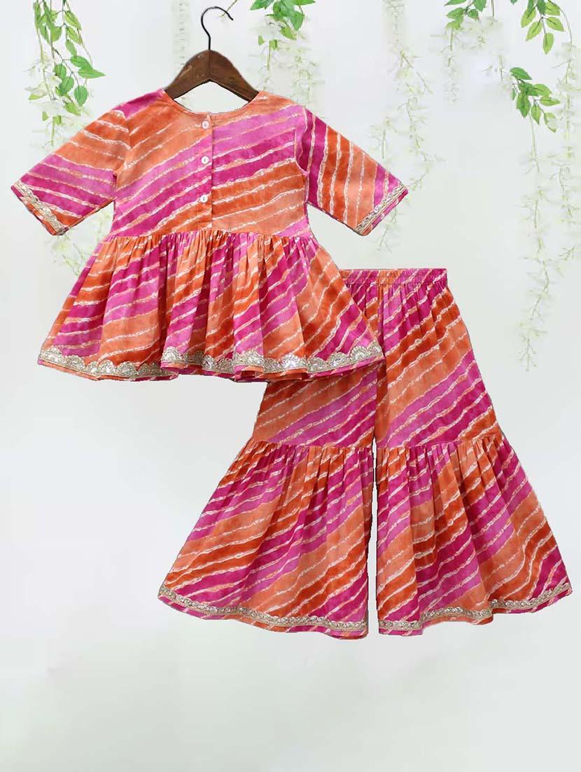 girls leheriya printed kurta sharara set - 21691329 -  Standard Image - 1