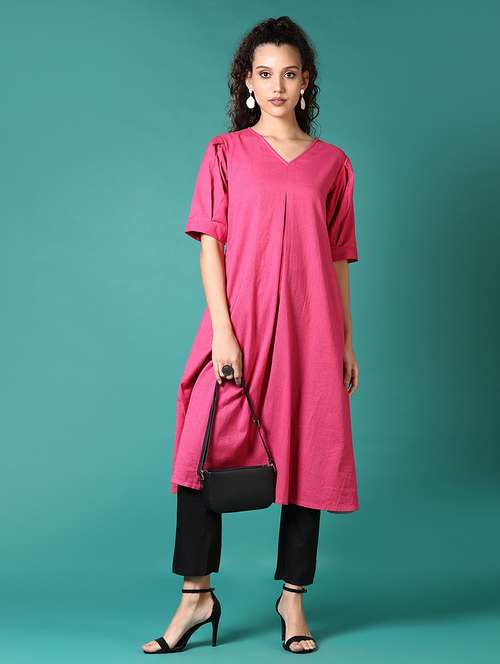 women solid short sleeve a-line kurta - 21691387 -  Standard Image - 0