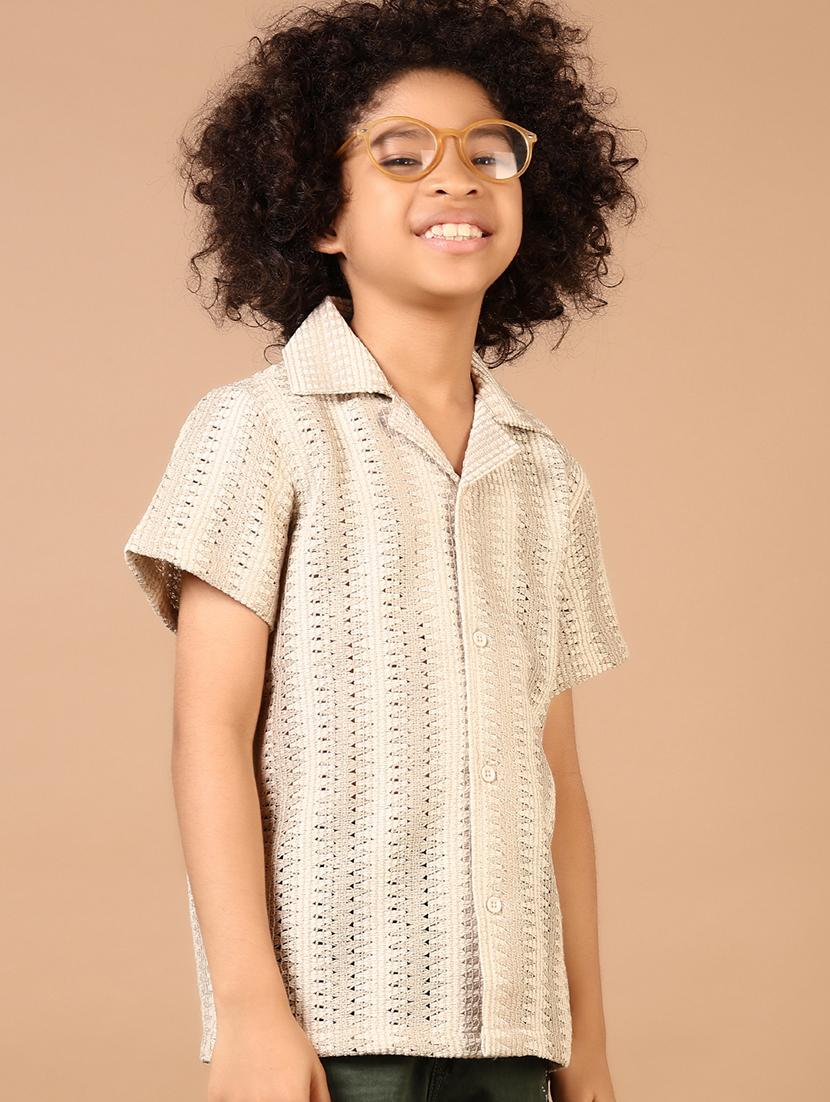boys self design cuban collar casual shirt - 21691404 -  Standard Image - 1