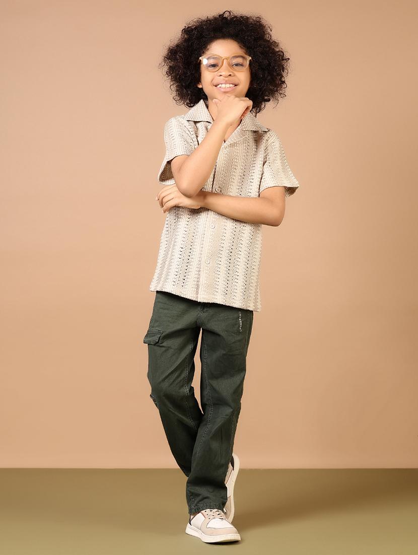 boys self design cuban collar casual shirt - 21691404 - Standard Image - 4