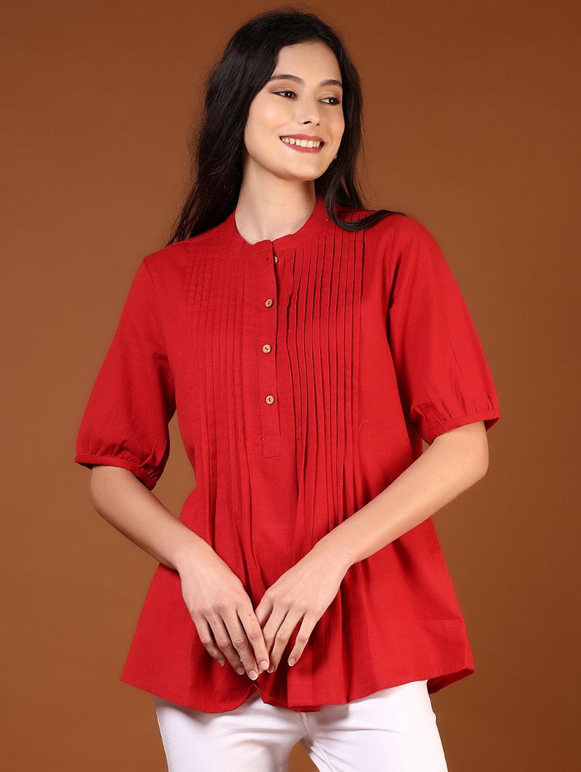 women solid short sleeve a-line kurti - 21691409 - Zoom Image - 0
