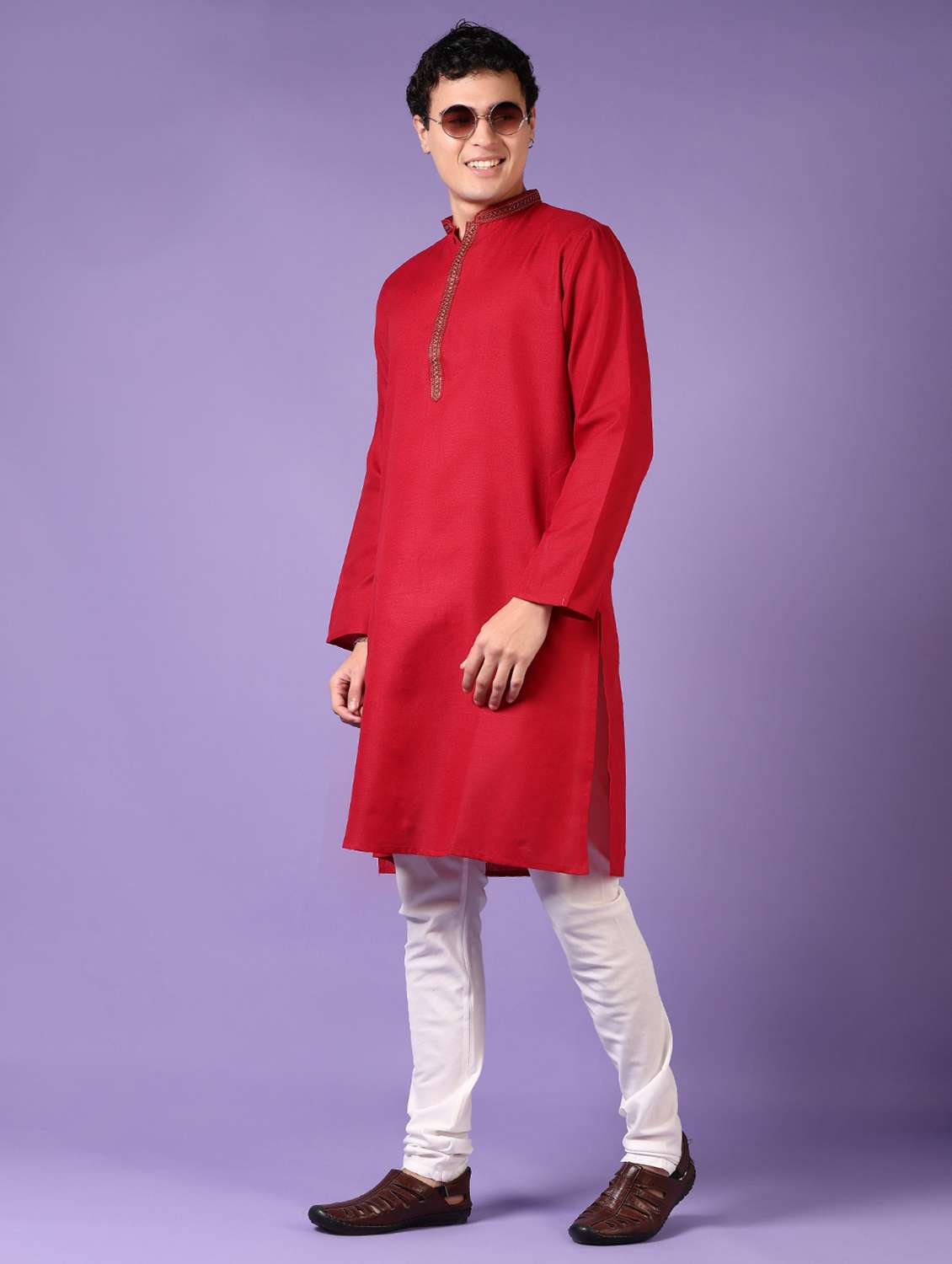 men embroidered mandarin neck long sleeve kurta - 21691416 -  Standard Image - 4