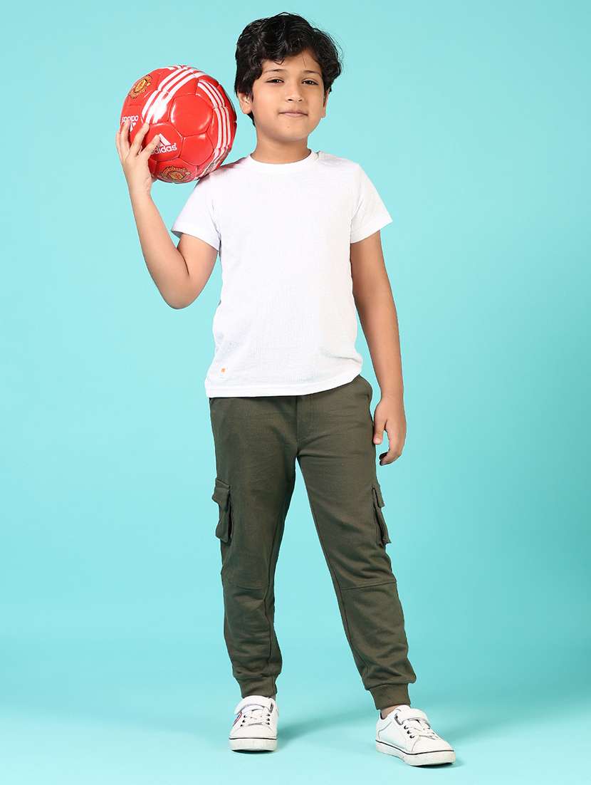 boys solid mid rise cargo - 21691422 -  Standard Image - 4