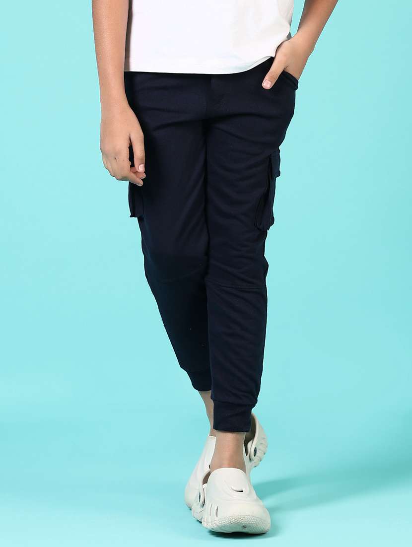 boys solid mid rise cargo - 21691427 - Standard Image - 1